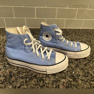 Converse All Star High Top Sneakers - Light Blue 6.5. Great shape. Platform